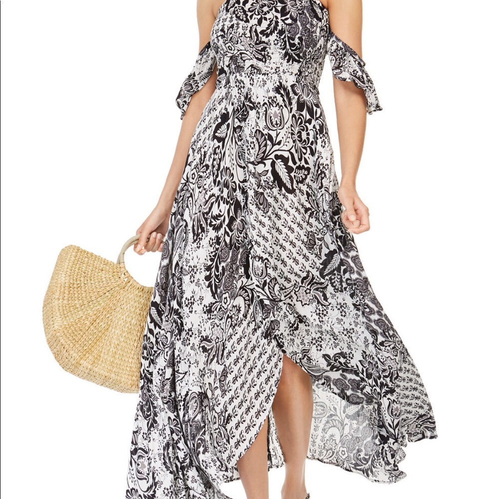 Off the shoulder high-low maxi cover up dress